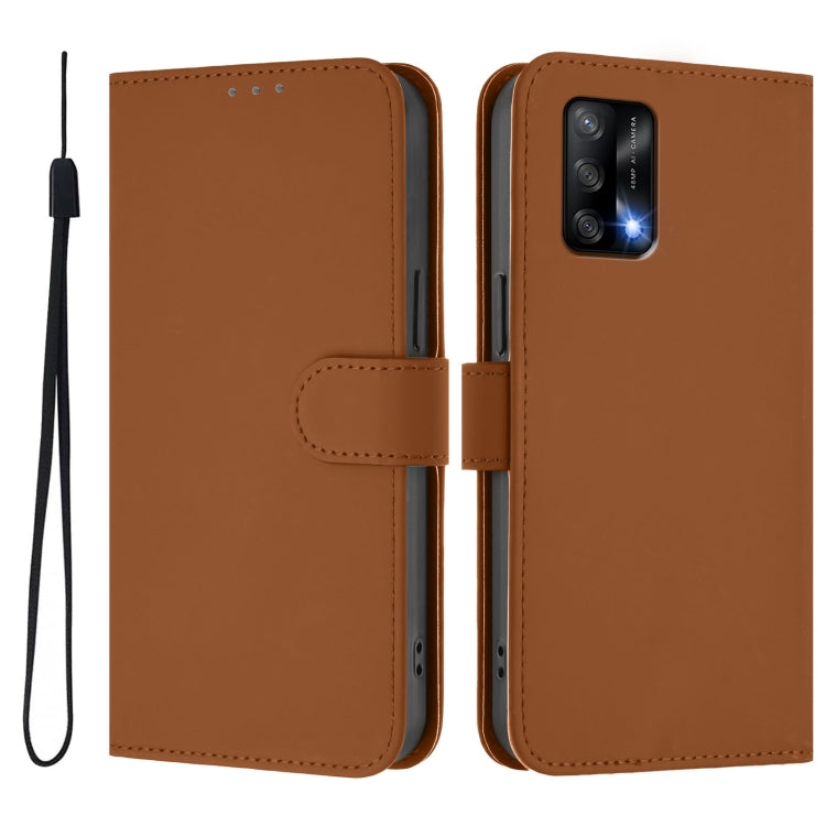 Skin Feel Solid Color Leather Phone Case with Lanyard, For OPPO A74 4G / F19 / F19s, For OPPO F19 Pro / Reno5 F