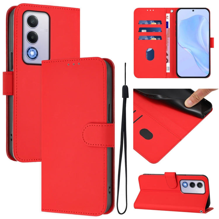Skin Feel Solid Color Leather Phone Case with Lanyard, For OPPO A80 5G EU, For OPPO K12x 5G Global