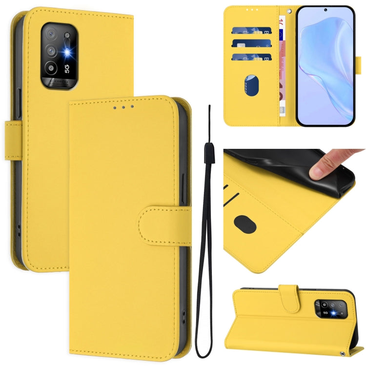 Skin Feel Solid Color Leather Phone Case with Lanyard, For OPPO A94 5G Global, For OPPO A54 5G / A74 5G