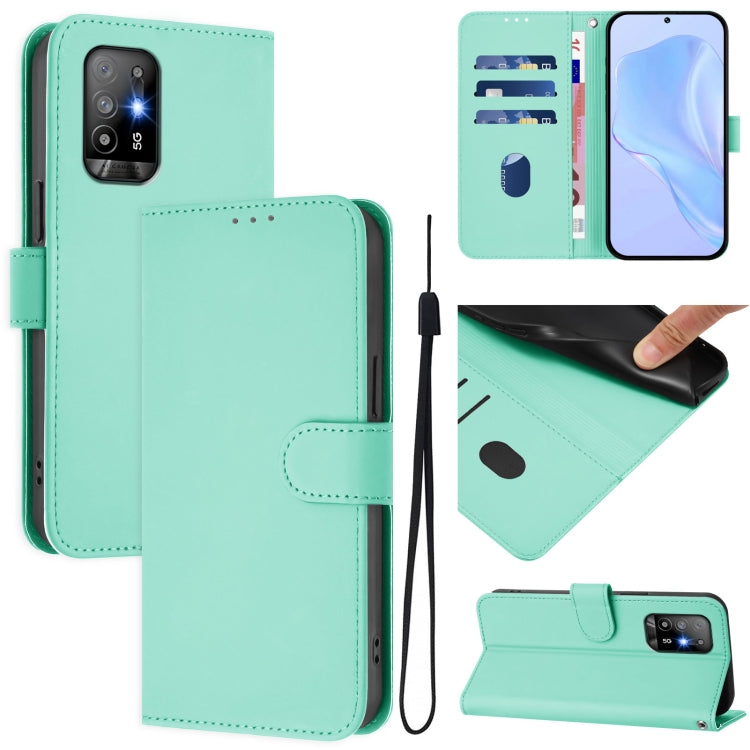 Skin Feel Solid Color Leather Phone Case with Lanyard, For OPPO A94 5G Global, For OPPO A54 5G / A74 5G