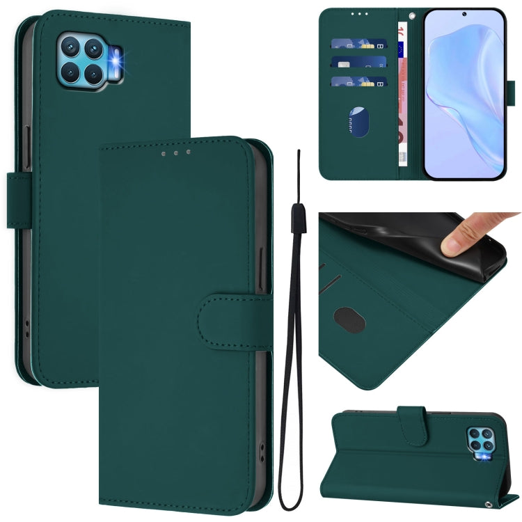 Skin Feel Solid Color Leather Phone Case with Lanyard, For OPPO F17 Pro, For OPPO A72 / A52 / A92 4G