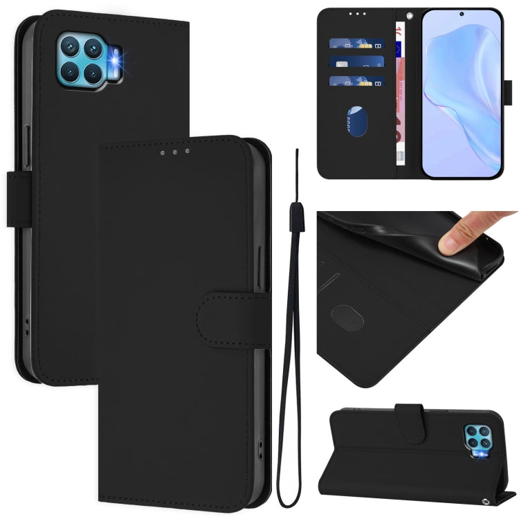 Skin Feel Solid Color Leather Phone Case with Lanyard, For OPPO F17 Pro, For OPPO A72 / A52 / A92 4G