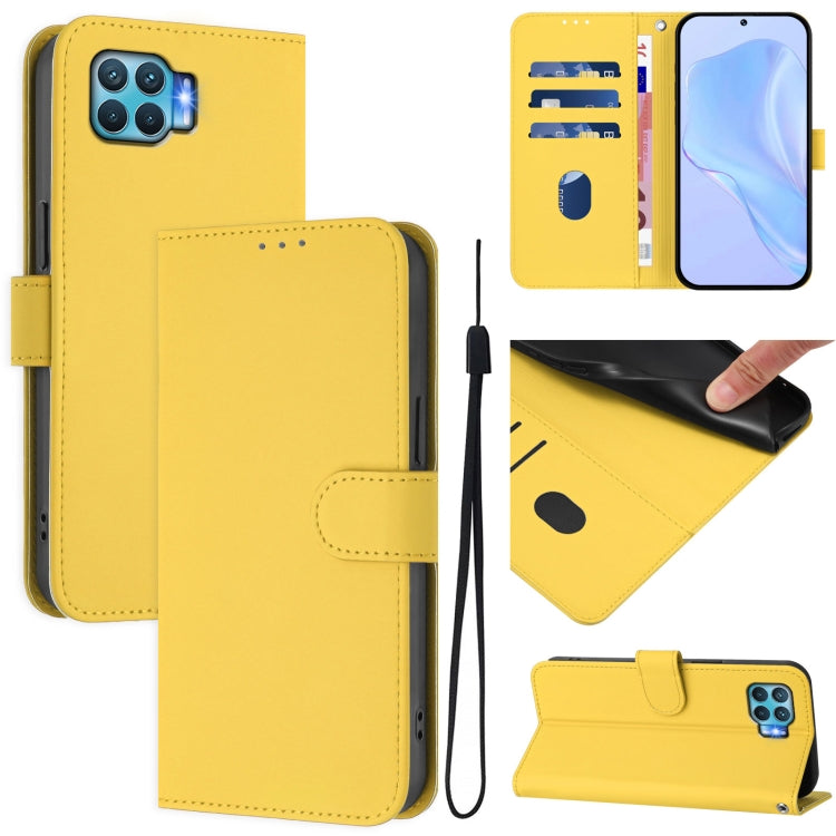 Skin Feel Solid Color Leather Phone Case with Lanyard, For OPPO F17 Pro, For OPPO A72 / A52 / A92 4G