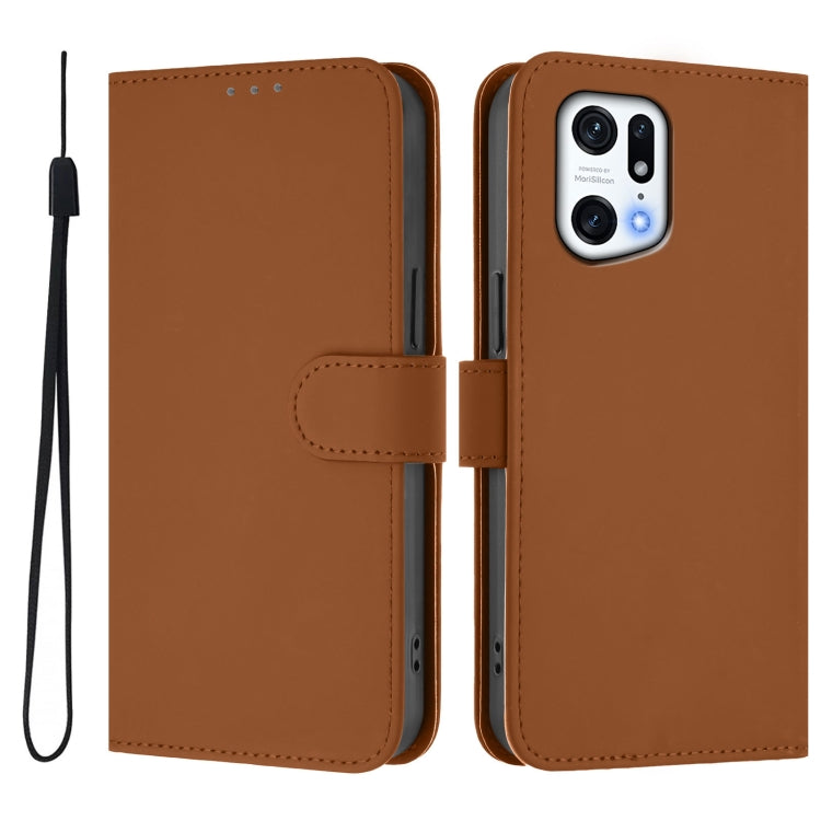 Skin Feel Solid Color Leather Phone Case with Lanyard, For OPPO Find X5 Pro, For OPPO Find X5