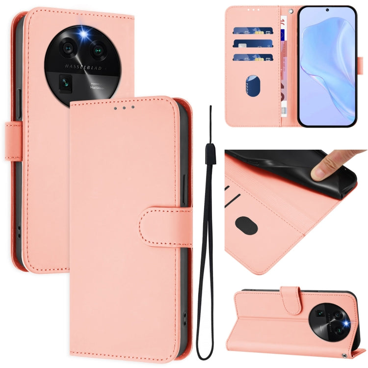 Skin Feel Solid Color Leather Phone Case with Lanyard, For OPPO Find X6 Pro, For OPPO Find X6