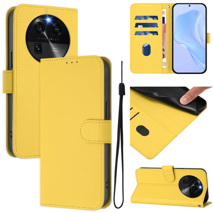 Skin Feel Solid Color Leather Phone Case with Lanyard, For OPPO Find X6 Pro, For OPPO Find X6