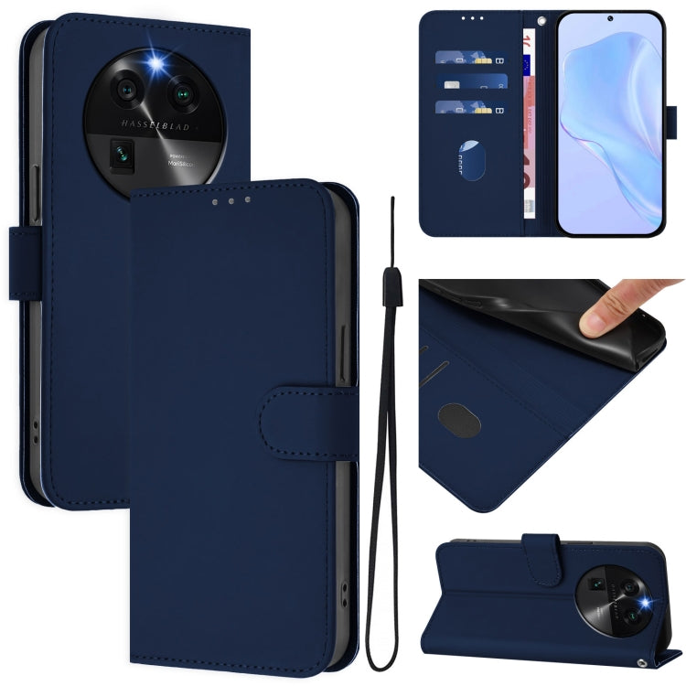 Skin Feel Solid Color Leather Phone Case with Lanyard, For OPPO Find X6 Pro, For OPPO Find X6