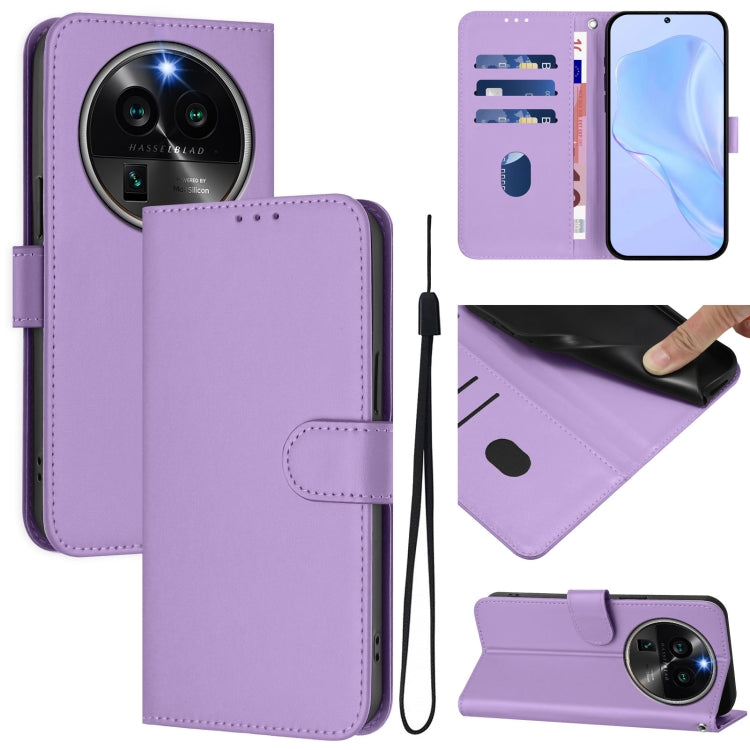 Skin Feel Solid Color Leather Phone Case with Lanyard, For OPPO Find X6 Pro, For OPPO Find X6