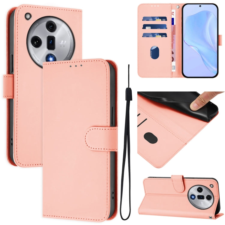 Skin Feel Solid Color Leather Phone Case with Lanyard, For OPPO Reno11 F 5G Global, For OPPO Find X7