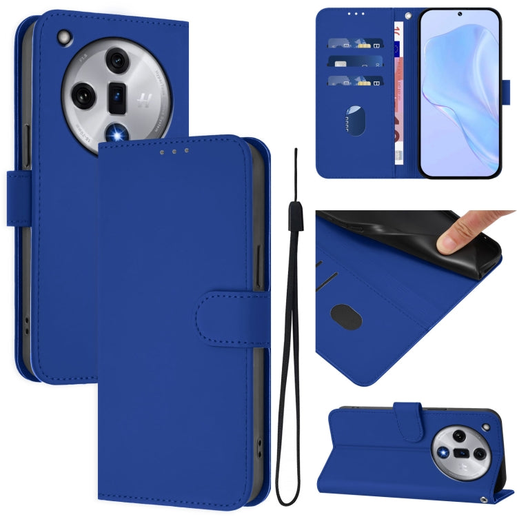 Skin Feel Solid Color Leather Phone Case with Lanyard, For OPPO Reno11 F 5G Global, For OPPO Find X7