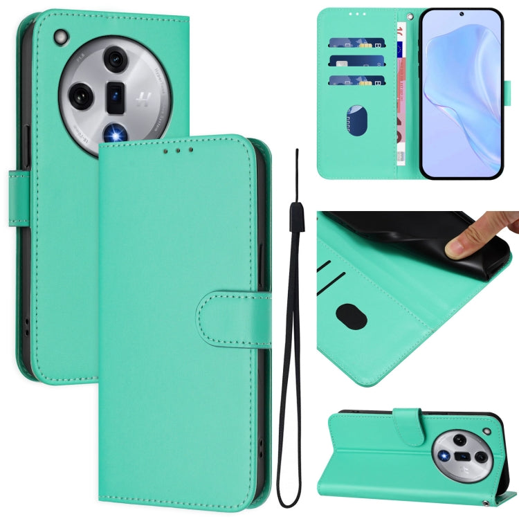 Skin Feel Solid Color Leather Phone Case with Lanyard, For OPPO Reno11 F 5G Global, For OPPO Find X7