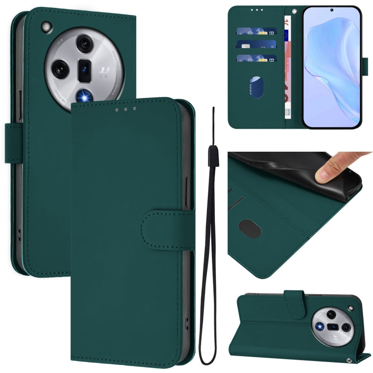 Skin Feel Solid Color Leather Phone Case with Lanyard, For OPPO Reno11 F 5G Global, For OPPO Find X7