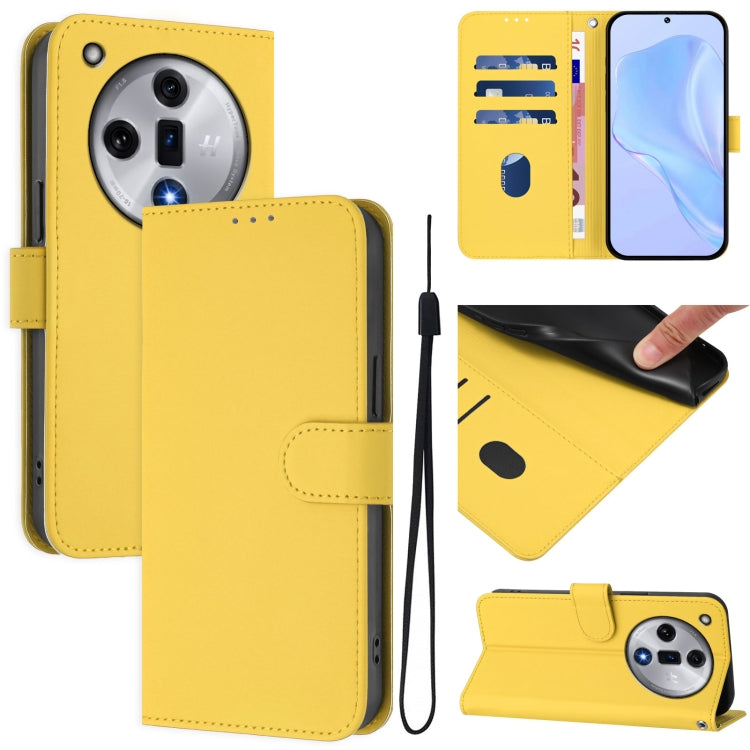 Skin Feel Solid Color Leather Phone Case with Lanyard, For OPPO Reno11 F 5G Global, For OPPO Find X7