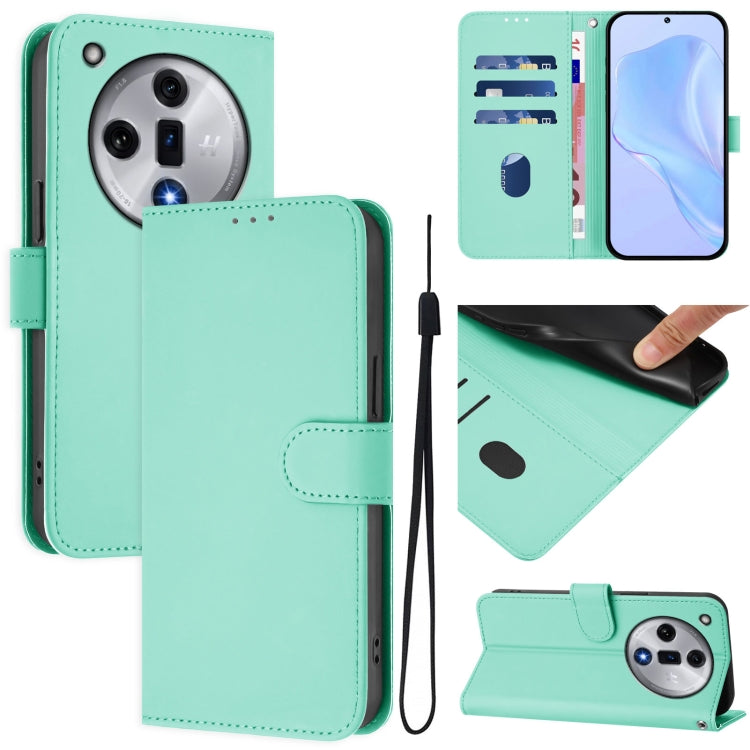 Skin Feel Solid Color Leather Phone Case with Lanyard, For OPPO Reno11 F 5G Global, For OPPO Find X7