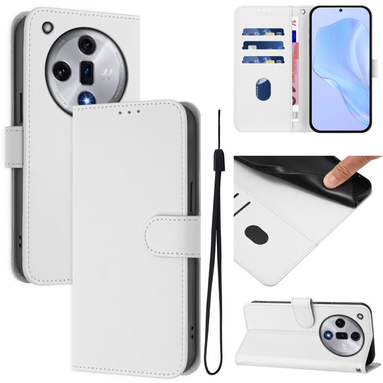 Skin Feel Solid Color Leather Phone Case with Lanyard, For OPPO Reno11 F 5G Global, For OPPO Find X7