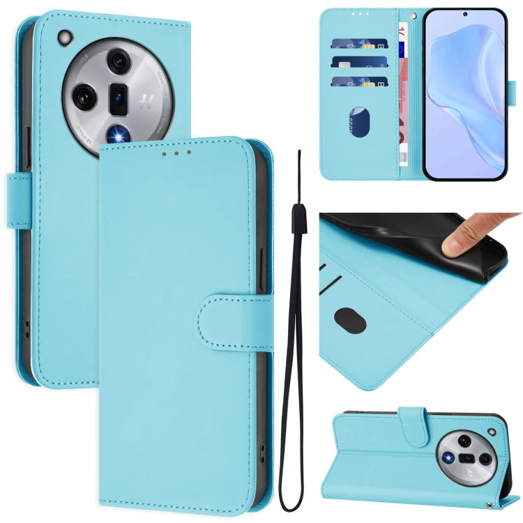 Skin Feel Solid Color Leather Phone Case with Lanyard, For OPPO Reno11 F 5G Global, For OPPO Find X7