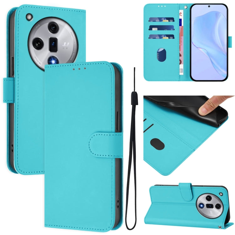 Skin Feel Solid Color Leather Phone Case with Lanyard, For OPPO Reno11 F 5G Global, For OPPO Find X7