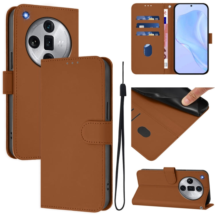 Skin Feel Solid Color Leather Phone Case with Lanyard, For OPPO Find X7 Ultra, For OPPO A38 4G / A18 4G Global
