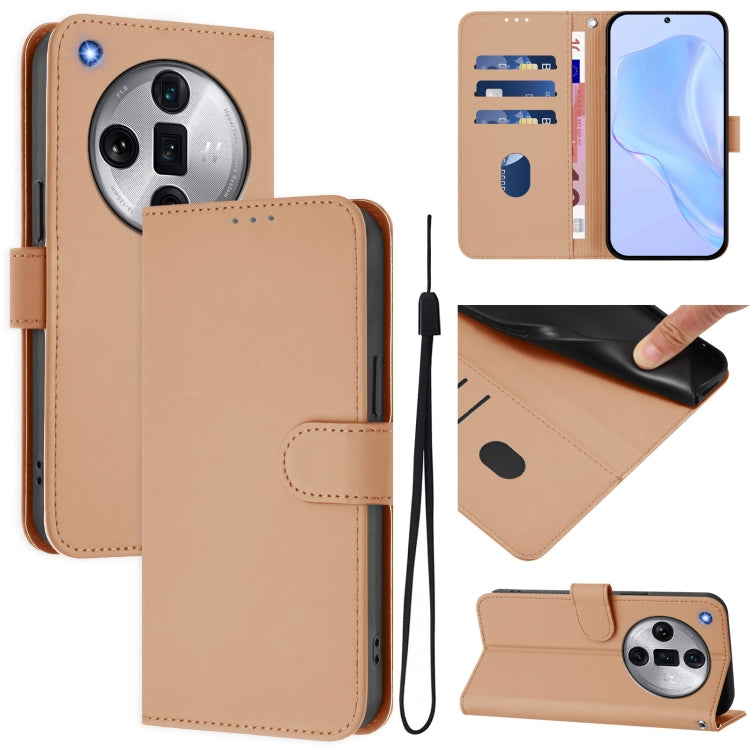Skin Feel Solid Color Leather Phone Case with Lanyard, For OPPO Find X7 Ultra, For OPPO A38 4G / A18 4G Global