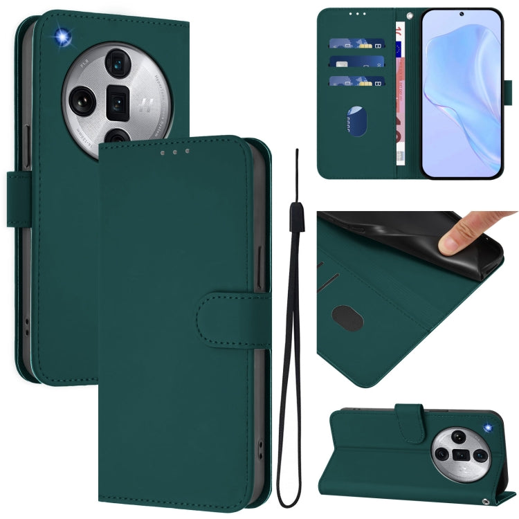 Skin Feel Solid Color Leather Phone Case with Lanyard, For OPPO Find X7 Ultra, For OPPO A38 4G / A18 4G Global