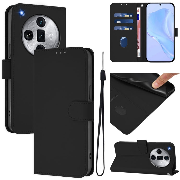 Skin Feel Solid Color Leather Phone Case with Lanyard, For OPPO Find X7 Ultra, For OPPO A38 4G / A18 4G Global