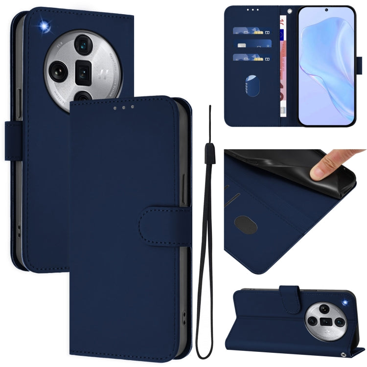 Skin Feel Solid Color Leather Phone Case with Lanyard, For OPPO Find X7 Ultra, For OPPO A38 4G / A18 4G Global