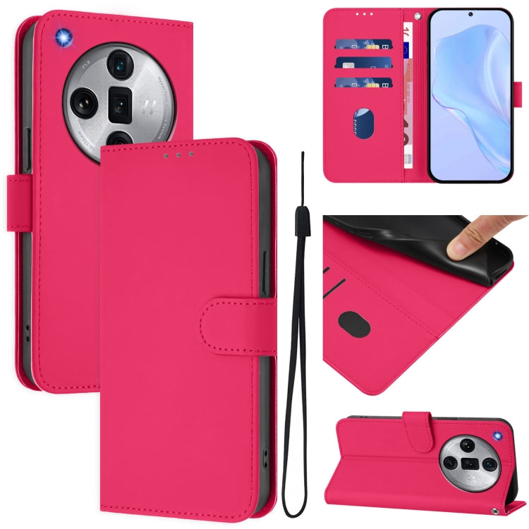 Skin Feel Solid Color Leather Phone Case with Lanyard, For OPPO Find X7 Ultra, For OPPO A38 4G / A18 4G Global
