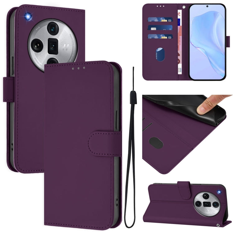 Skin Feel Solid Color Leather Phone Case with Lanyard, For OPPO Find X7 Ultra, For OPPO A38 4G / A18 4G Global