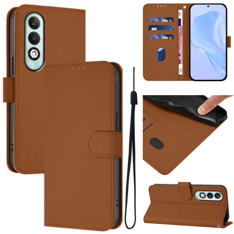 Skin Feel Solid Color Leather Phone Case with Lanyard, For OPPO A80 5G EU, For OPPO K12x 5G Global