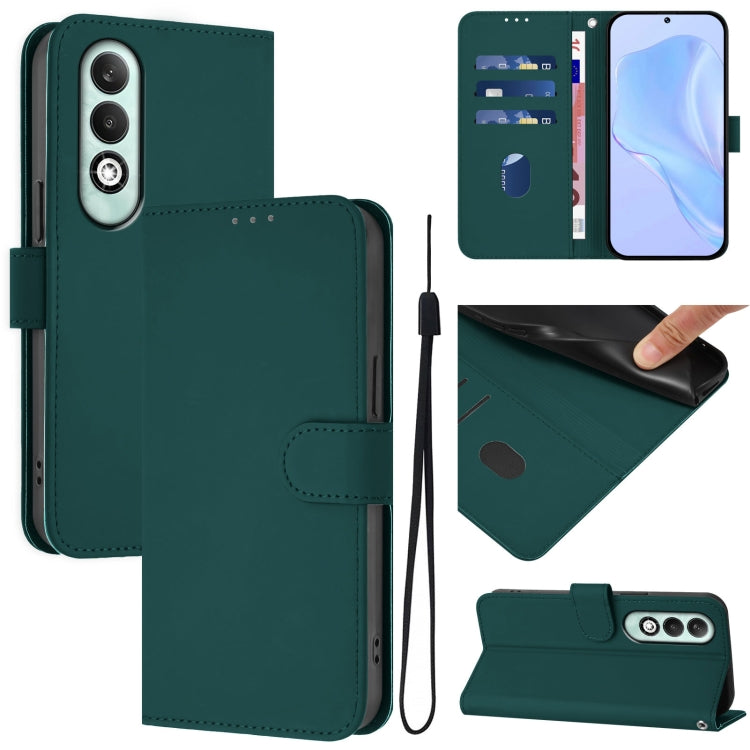 Skin Feel Solid Color Leather Phone Case with Lanyard, For OPPO A80 5G EU, For OPPO K12x 5G Global
