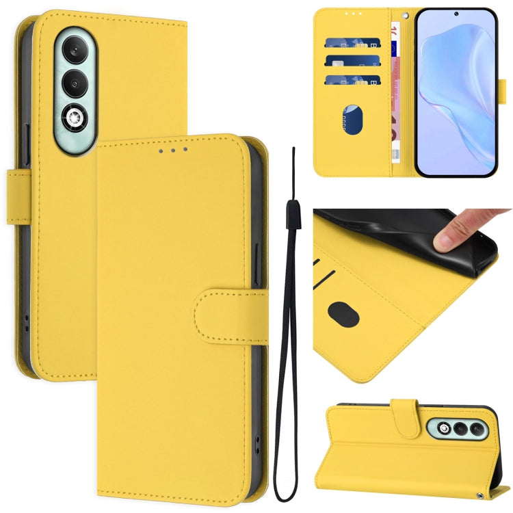 Skin Feel Solid Color Leather Phone Case with Lanyard, For OPPO A80 5G EU, For OPPO K12x 5G Global