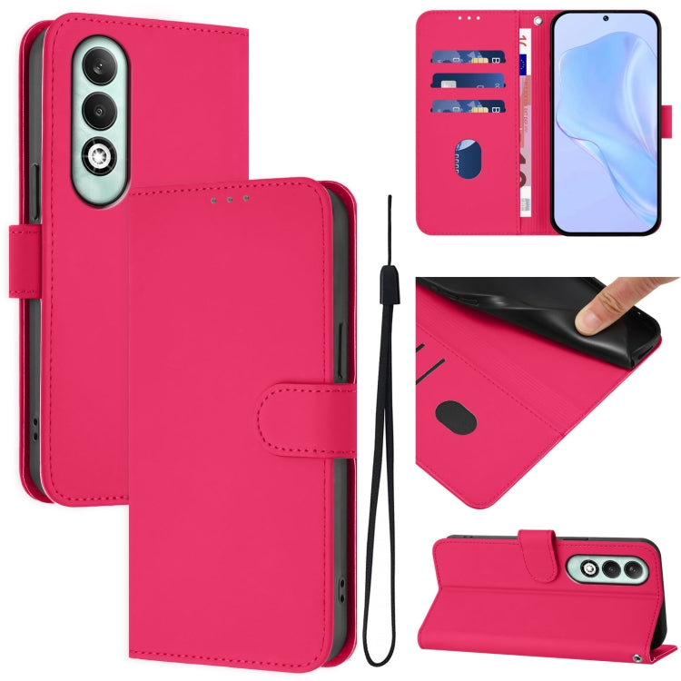 Skin Feel Solid Color Leather Phone Case with Lanyard, For OPPO A80 5G EU, For OPPO K12x 5G Global
