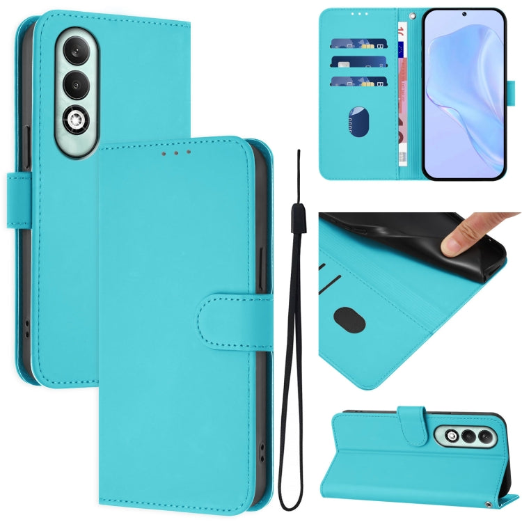 Skin Feel Solid Color Leather Phone Case with Lanyard, For OPPO A80 5G EU, For OPPO K12x 5G Global