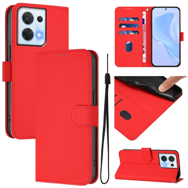 Skin Feel Solid Color Leather Phone Case with Lanyard, For OPPO Reno8 5G, For OPPO A36 4G / A76 4G / A96 4G