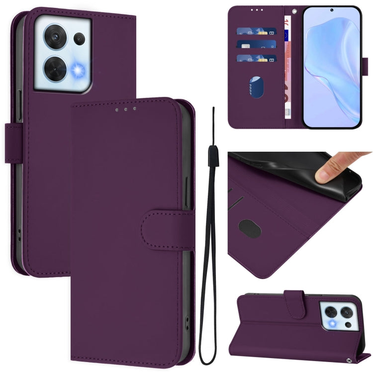 Skin Feel Solid Color Leather Phone Case with Lanyard, For OPPO Reno8 5G, For OPPO A36 4G / A76 4G / A96 4G