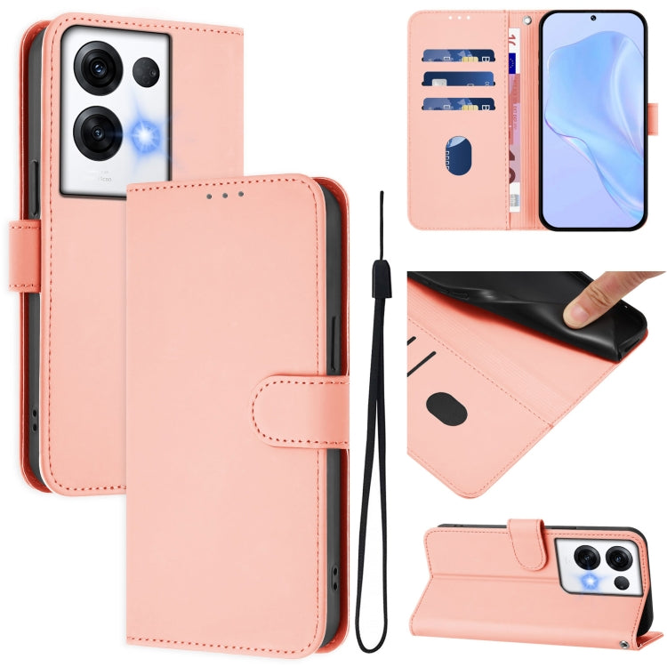 Skin Feel Solid Color Leather Phone Case with Lanyard, For OPPO Reno8 Pro 5G Global, For OPPO Reno8 Pro 5G
