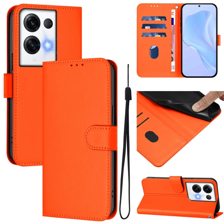 Skin Feel Solid Color Leather Phone Case with Lanyard, For OPPO Reno8 Pro 5G Global, For OPPO Reno8 Pro 5G