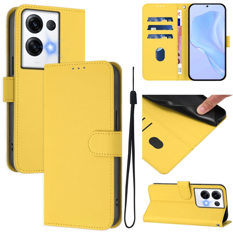 Skin Feel Solid Color Leather Phone Case with Lanyard, For OPPO Reno8 Pro 5G Global, For OPPO Reno8 Pro 5G