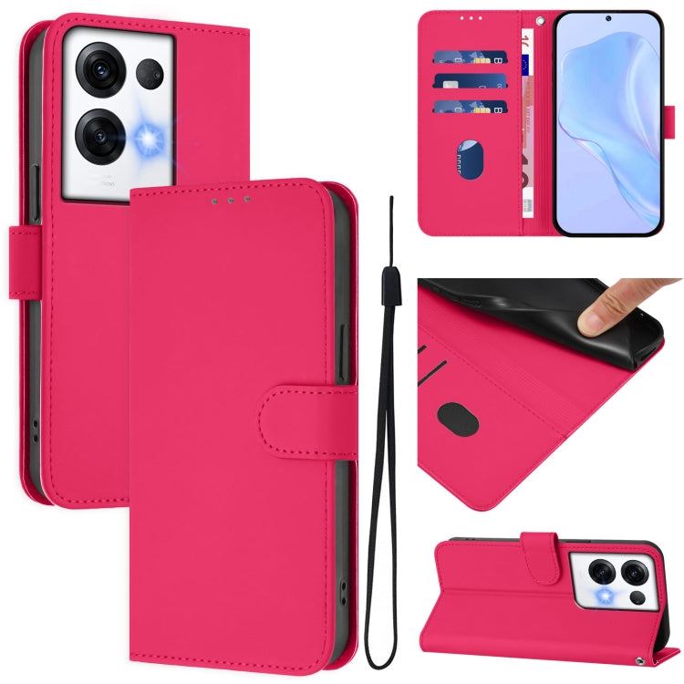 Skin Feel Solid Color Leather Phone Case with Lanyard, For OPPO Reno8 Pro 5G Global, For OPPO Reno8 Pro 5G
