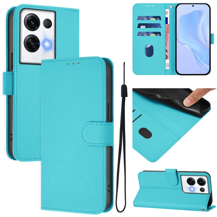 Skin Feel Solid Color Leather Phone Case with Lanyard, For OPPO Reno8 Pro 5G Global, For OPPO Reno8 Pro 5G