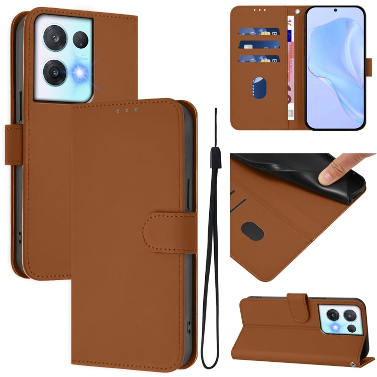 Skin Feel Solid Color Leather Phone Case with Lanyard, For OPPO Reno8 Pro 5G Global, For OPPO Reno8 Pro 5G