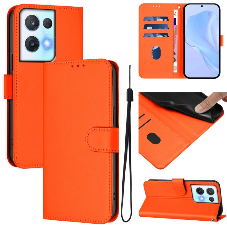 Skin Feel Solid Color Leather Phone Case with Lanyard, For OPPO Reno8 Pro 5G Global, For OPPO Reno8 Pro 5G