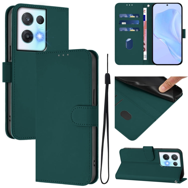 Skin Feel Solid Color Leather Phone Case with Lanyard, For OPPO Reno8 Pro 5G Global, For OPPO Reno8 Pro 5G