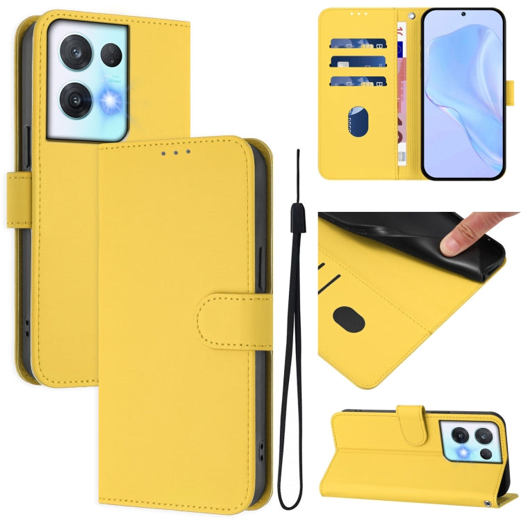 Skin Feel Solid Color Leather Phone Case with Lanyard, For OPPO Reno8 Pro 5G Global, For OPPO Reno8 Pro 5G