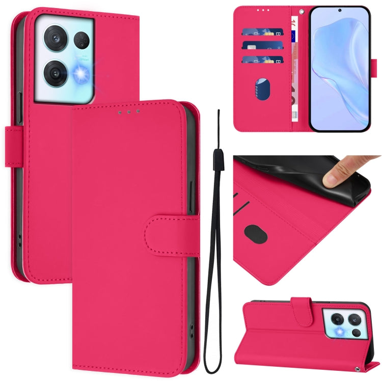 Skin Feel Solid Color Leather Phone Case with Lanyard, For OPPO Reno8 Pro 5G Global, For OPPO Reno8 Pro 5G