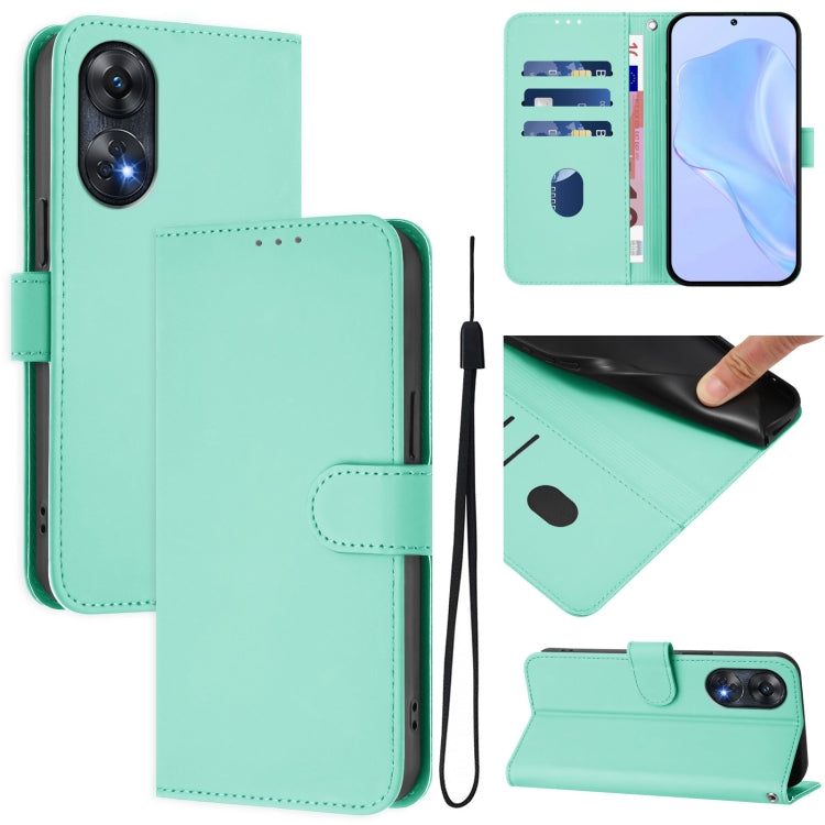 Skin Feel Solid Color Leather Phone Case with Lanyard, For OPPO A78 5G Global, For OPPO Reno8 T 4G