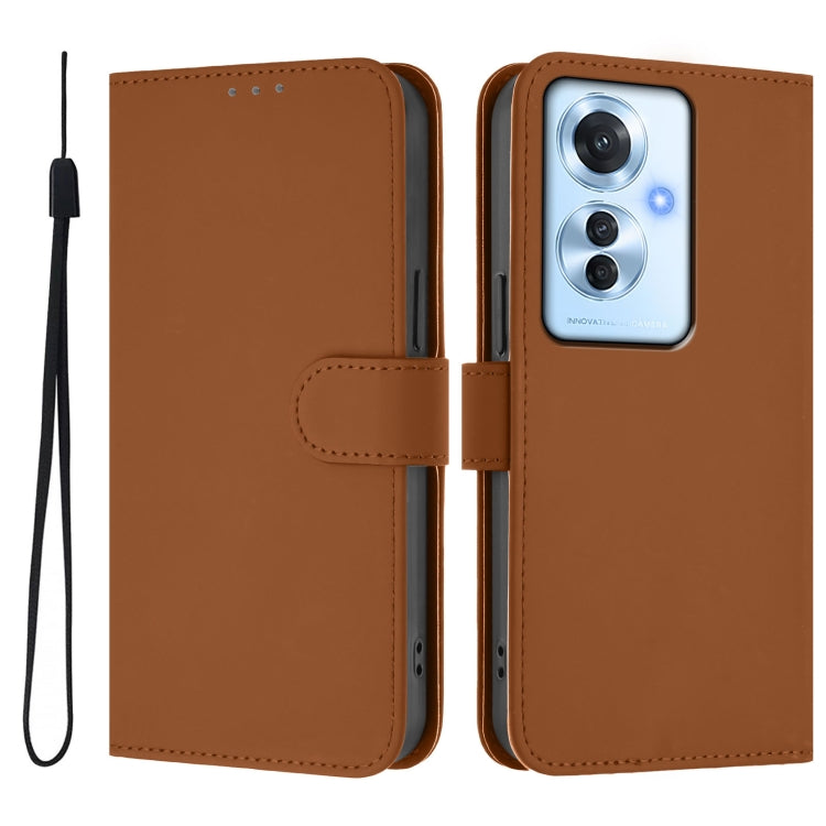 Skin Feel Solid Color Leather Phone Case with Lanyard, For OPPO Reno11 F 5G Global, For OPPO Find X7