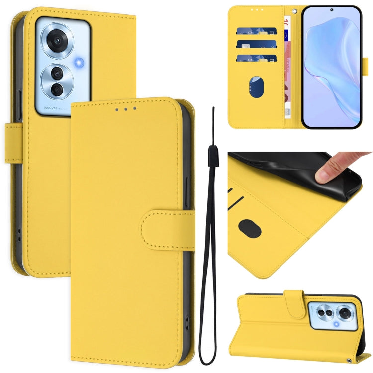 Skin Feel Solid Color Leather Phone Case with Lanyard, For OPPO Reno11 F 5G Global, For OPPO Find X7