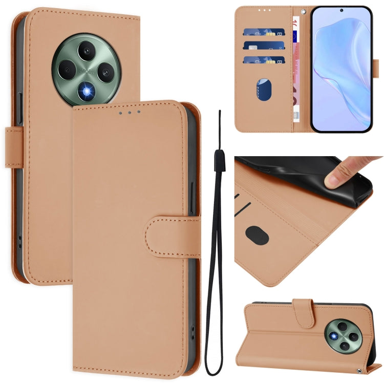Skin Feel Solid Color Leather Phone Case with Lanyard, For OPPO A3 Pro Global, For OPPO Reno12 F Global
