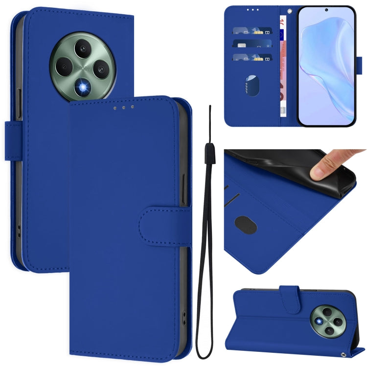 Skin Feel Solid Color Leather Phone Case with Lanyard, For OPPO A3 Pro Global, For OPPO Reno12 F Global